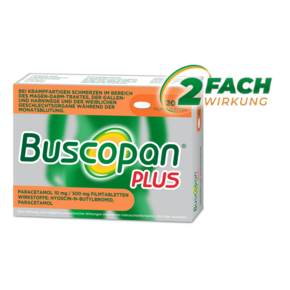 Buscopan® plus Paracetamol 10 mg/ 500 mg Filmtabletten, A-Nr.: 3904096 - 01